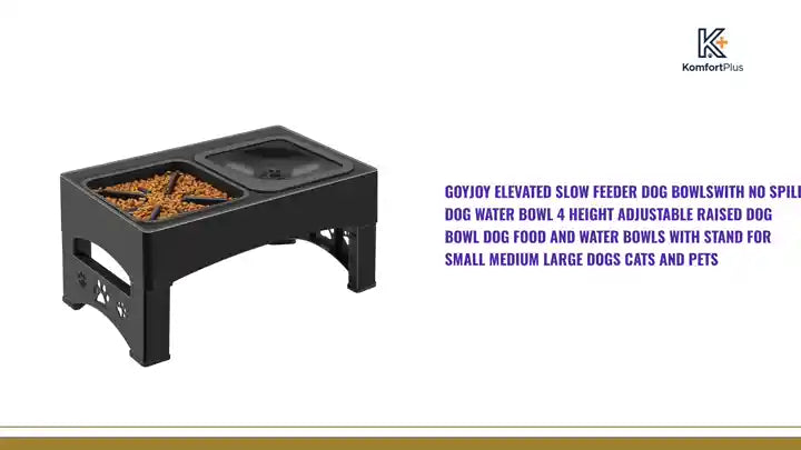 GOYJOY Elevated Slow Feeder Dog Bowlswith No Spill Dog Water Bowl 4 Height Adjustable Raised Dog Bowl Dog Food and Water Bowls with Stand for Small Medium Large Dogs Cats and Pets by@Outfy