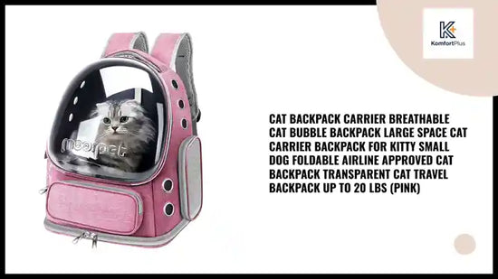 Cat Backpack Carrier Breathable Cat Bubble Backpack Large Space Cat Carrier Backpack for Kitty Small Dog Foldable Airline Approved Cat Backpack Transparent Cat Travel Backpack Up to 20 lbs (Pink) by@Outfy