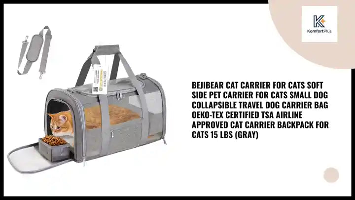 Bejibear Cat Carrier for Cats Soft Side Pet Carrier for Cats Small Dog Collapsible Travel Dog Carrier Bag Oeko-TEX Certified TSA Airline Approved Cat Carrier Backpack for Cats 15 lbs (Gray) by@Outfy