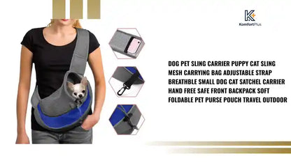 Dog Pet Sling Carrier Puppy Cat Sling Mesh Carrying Bag Adjustable Strap Breathble Small Dog Cat Satchel Carrier Hand Free Safe Front Backpack Soft Foldable Pet Purse Pouch Travel Outdoor by@Outfy