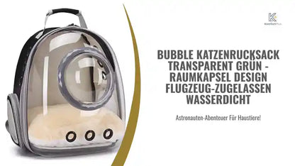 Bubble Katzenrucksack Transparent Gr&uuml;n - Raumkapsel Design Flugzeug-Zugelassen Wasserdicht by@Outfy
