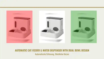Automatic Cat Feeder &amp; Water Dispenser with Dual Bowl Design by@Outfy