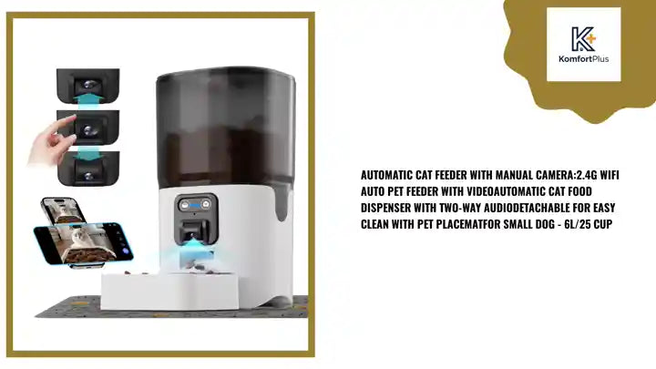 Automatic Cat Feeder with Manual Camera:2.4G WiFi Auto Pet Feeder with VideoAutomatic Cat Food Dispenser with Two-Way AudioDetachable for Easy Clean with Pet Placematfor Small Dog - 6L/25 Cup by@Outfy