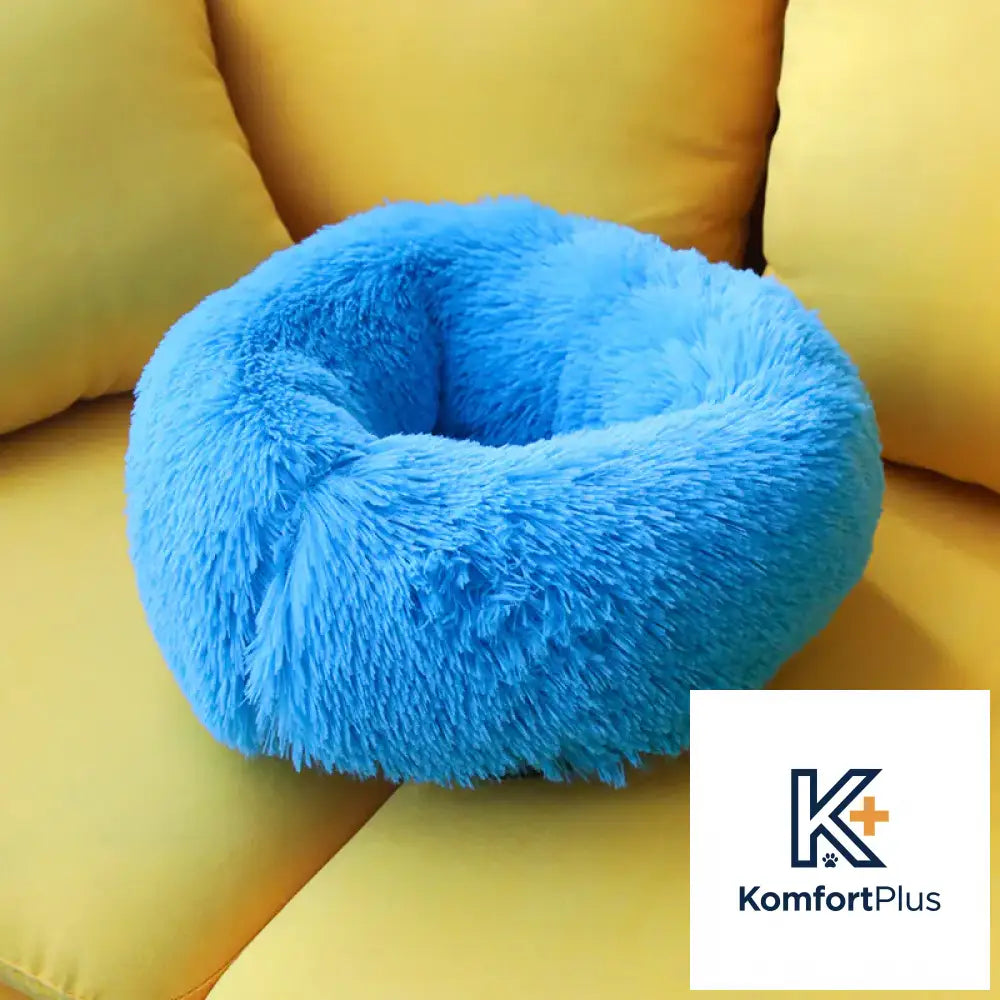 Round Plush Dog Bed for Deep Sleep - Small to Medium Blue / L