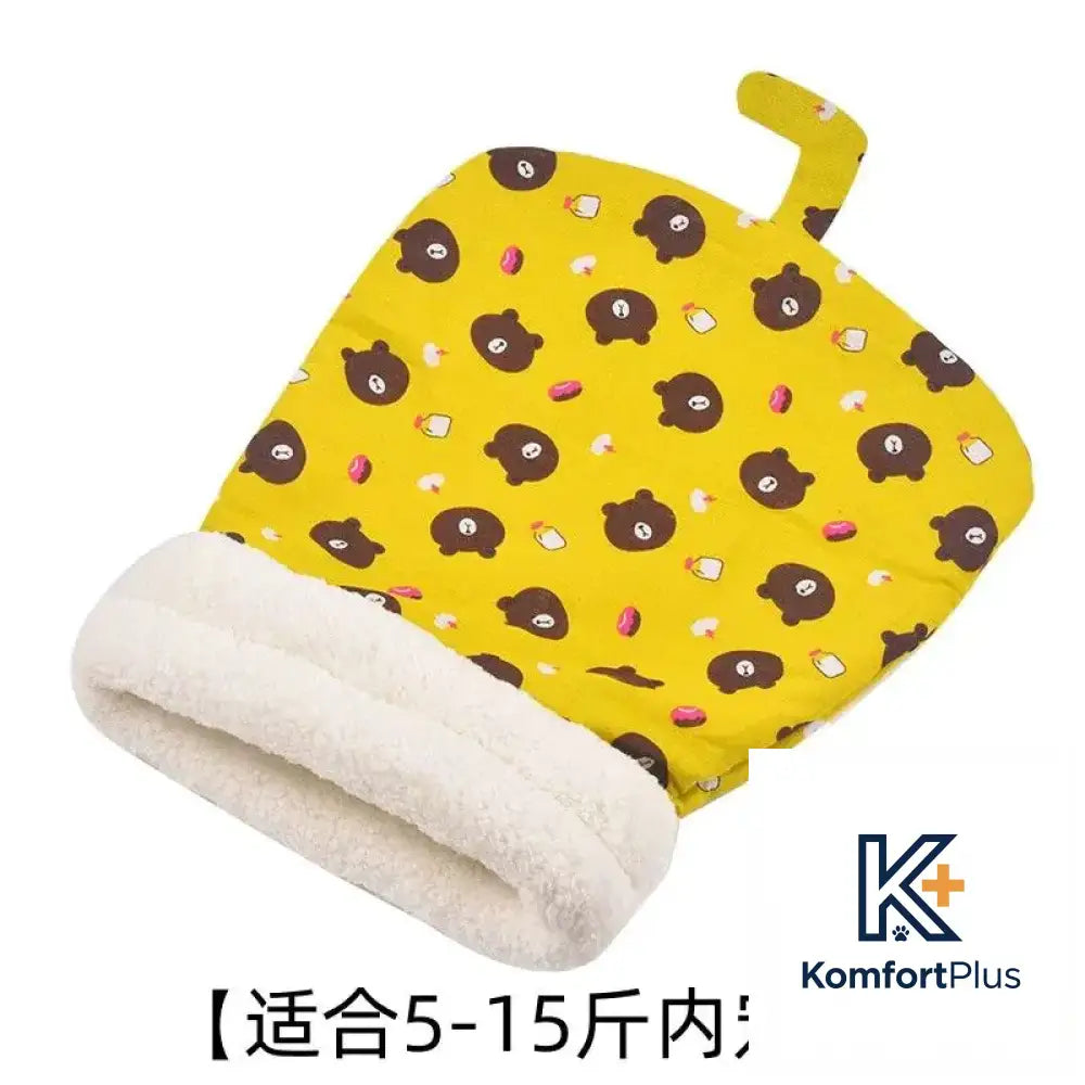 Winter Enclosed Cat Bed Tunnel for Pets Suitable for pets within 2.50 kg-7.50 kg / Yellow Bear