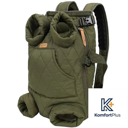 Winter Thickened Portable Pet Chest Backpack Green