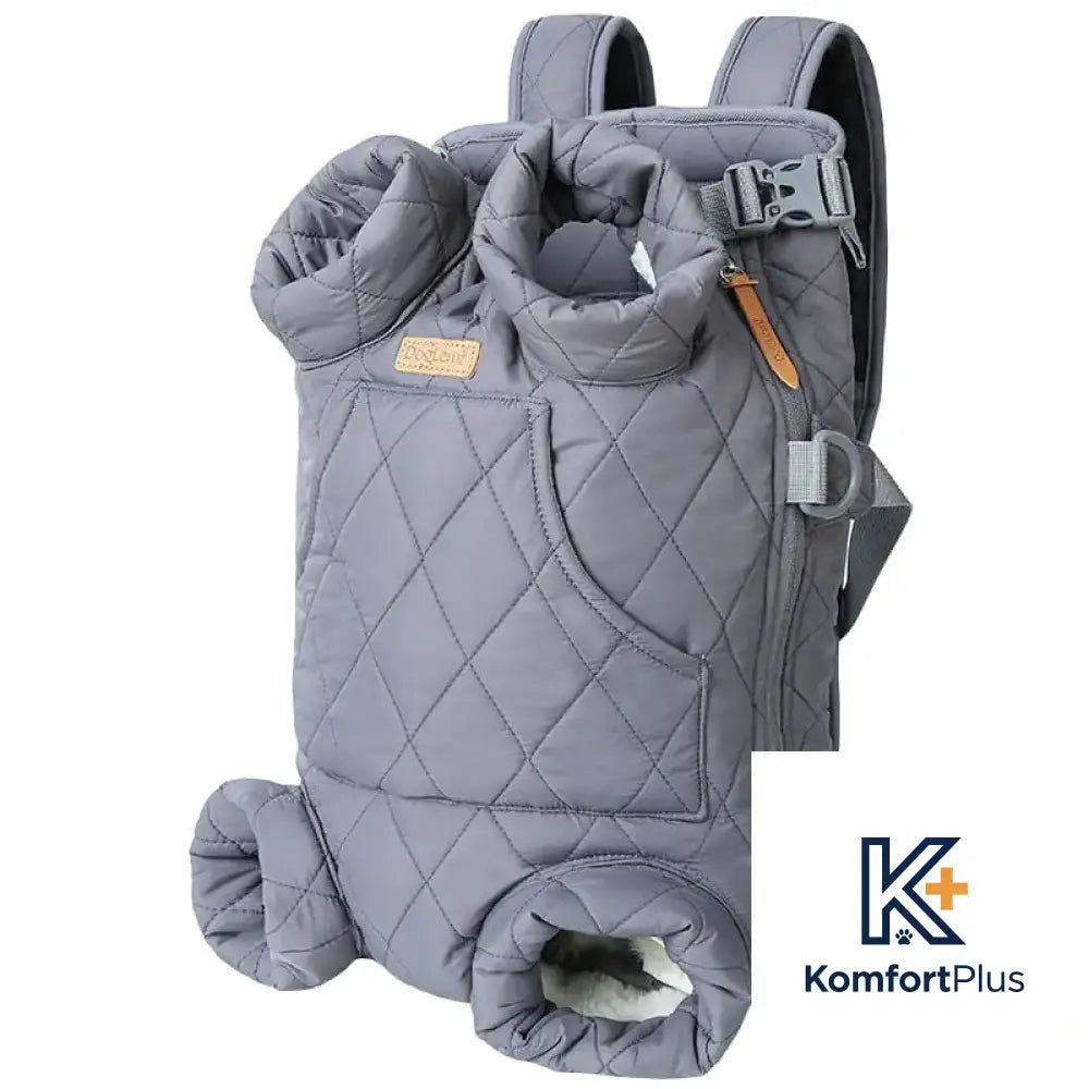 Winter Thickened Portable Pet Chest Backpack Grey