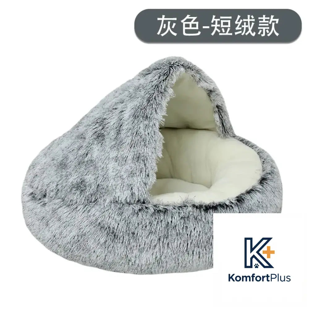 Winter Warm Pet Shell Semi-Enclosed Cat Bed 100CM / Shell nest gradient Gray (short velvet)