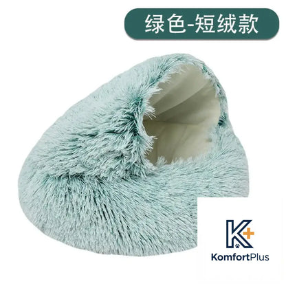 Winter Warm Pet Shell Semi-Enclosed Cat Bed 100CM / Shell nest gradient Green (short velvet)