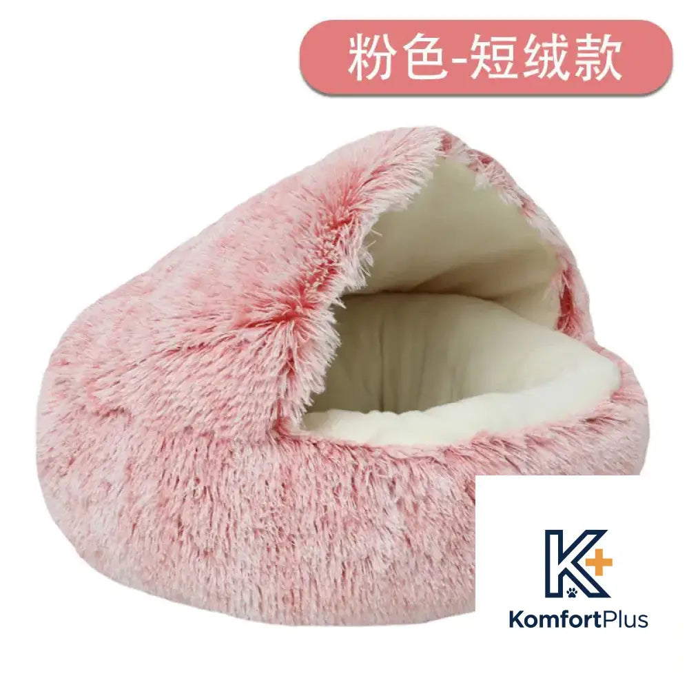 Winter Warm Pet Shell Semi-Enclosed Cat Bed 100CM / Shell nest gradient pink (short velvet)