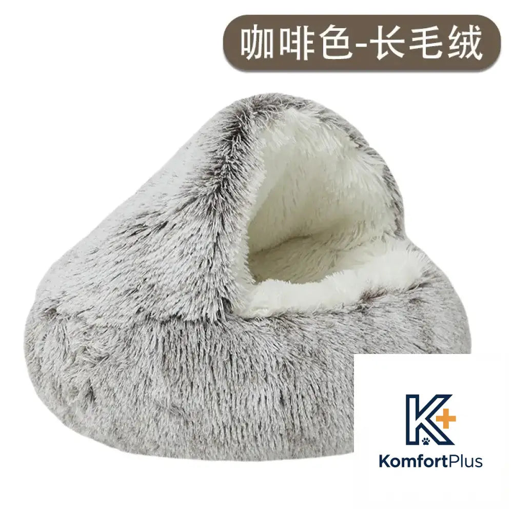 Winter Warm Pet Shell Semi-Enclosed Cat Bed 120CM / Shell nest gradient Brown (Plush)