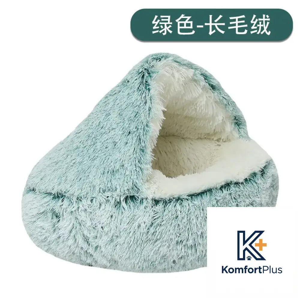 Winter Warm Pet Shell Semi-Enclosed Cat Bed 120CM / Shell nest gradient Green (Plush)