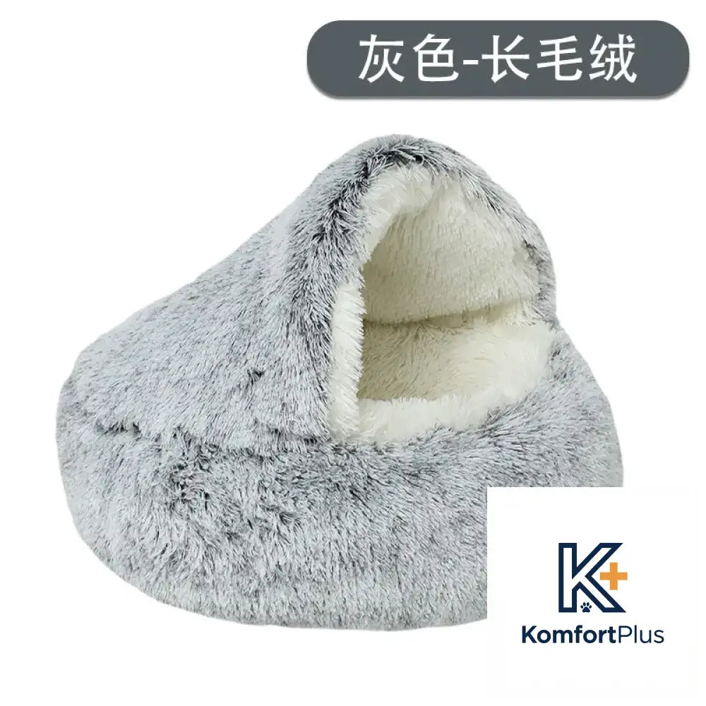 Winter Warm Pet Shell Semi-Enclosed Cat Bed 80CM / Shell nest gradient Gray (Plush)
