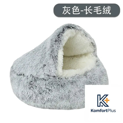 Winter Warm Pet Shell Semi-Enclosed Cat Bed 80CM / Shell nest gradient Gray (Plush)