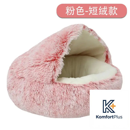 Winter Warm Pet Shell Semi-Enclosed Cat Bed 80CM / Shell nest gradient pink (short velvet)
