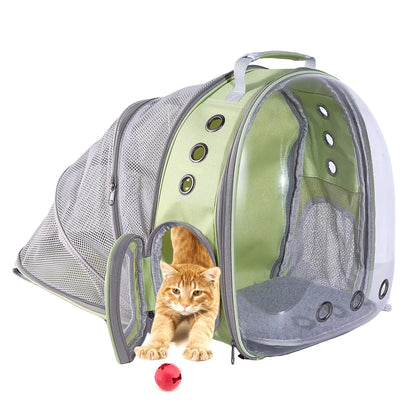 Cat Carrier BackpackExpandable Clear Pet Backpack Carrier for Cats & Small DogBreathable Airline Approved Cat Bag for Outdoor CampingHikingTravel (Green)