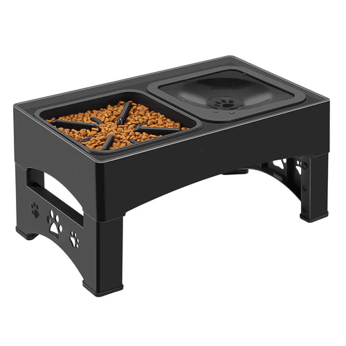 GOYJOY Erhöhter Futter- und Wassernapf mit Anti-Auslauf-Funktion, 4-fach höhenverstellbar, inklusive Ständer, für kleine, mittlere und große Hunde, Katzen und andere Haustiere